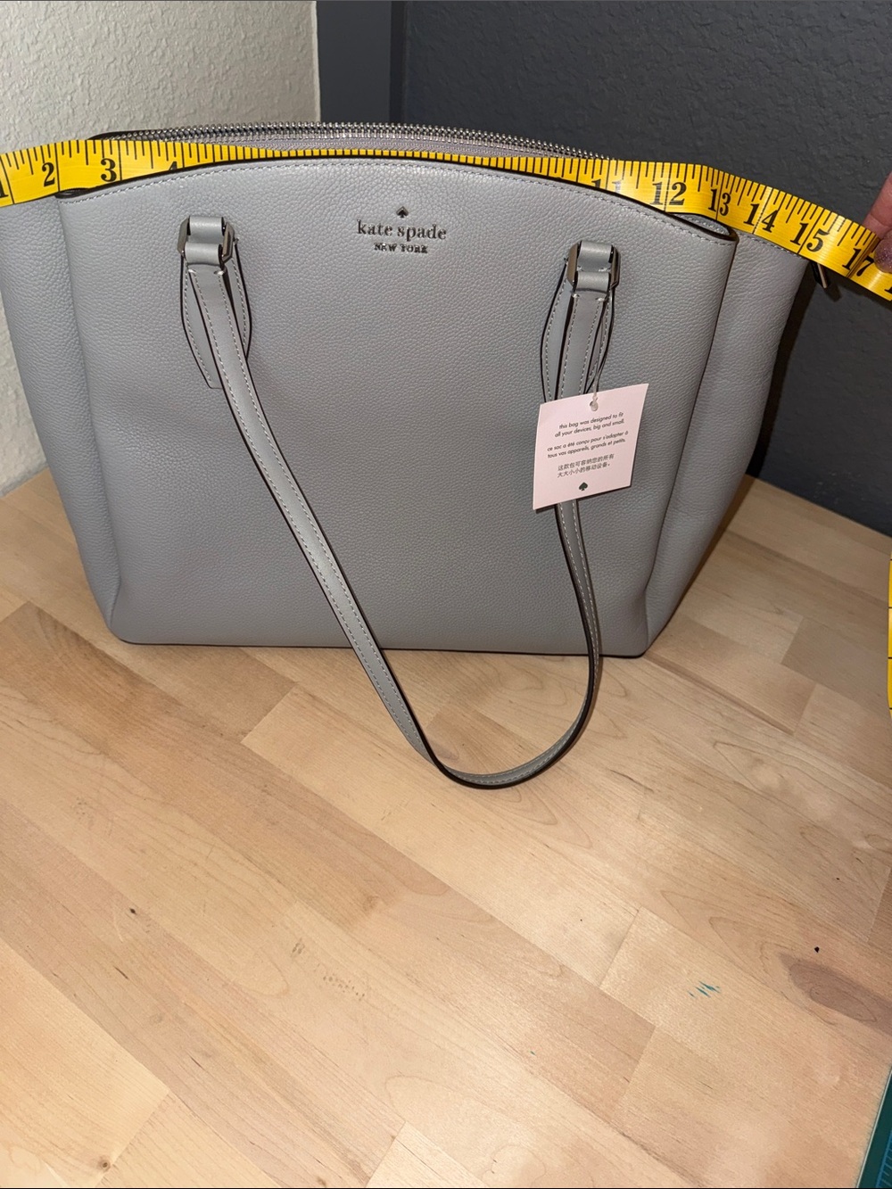 kate spade light gray pebbled leather tote - Picture 11 of 12